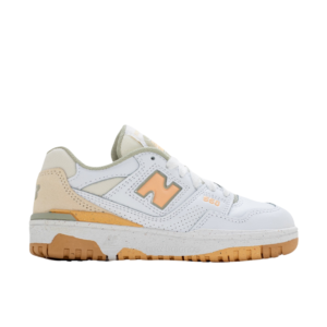 New Balance 550 Blancas Crema con Naranja Pastel