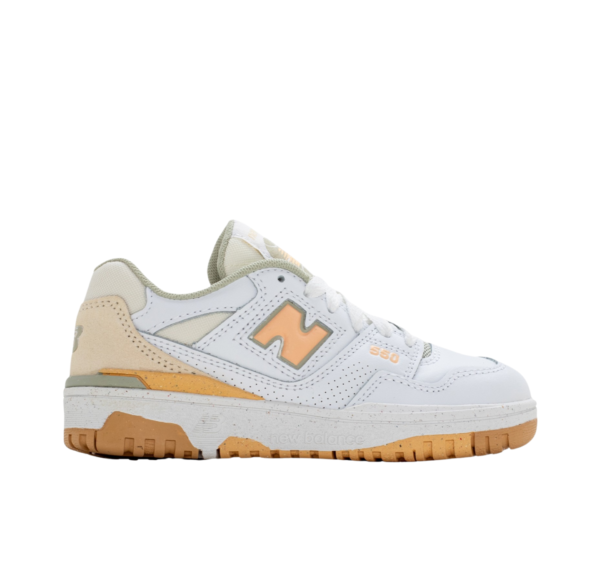New Balance 550 Blancas Crema con Naranja Pastel