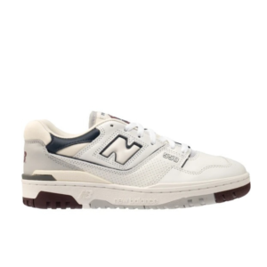 New Balance 550 Blancas Crema con Detalles Burdeos