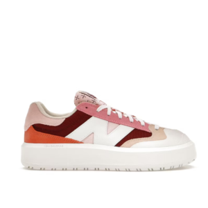 New Balance 550 Blancas con Rosa, Burdeos y Naranja