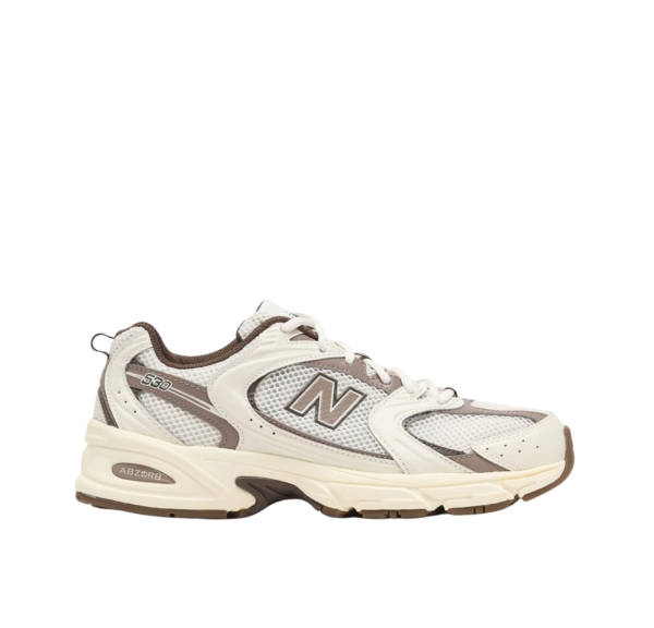 New Balance 530 Blanco Con Detalles Marrón
