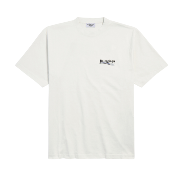 Camiseta Balenciaga Logo Bordado Blanco