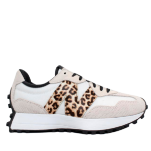 New Balance 327 Blancas y Beige con Detalle Leopardo