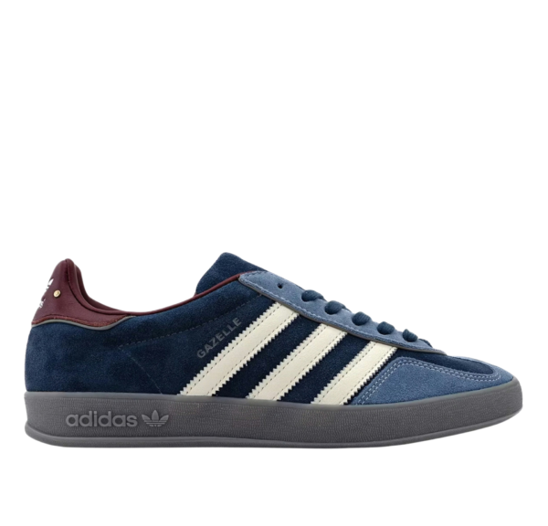Adidas Gazelle Azul Marino y Blancas con Talón Burdeos