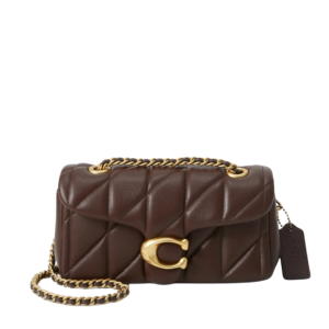 Coach Tabby Quilted Shoulder Bag Marrón con Cadena Dorada
