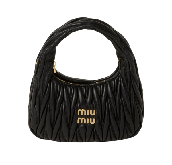 Miu Miu Wander Mini Hobo Negro Matelassé