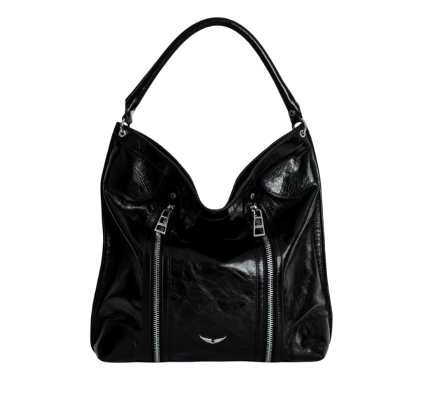 Zadig & Voltaire Large Hobo Negro en Piel Arrugada