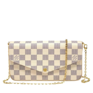 Louis Vuitton Félicie Pochette Damier Azur con Cadena Dorada