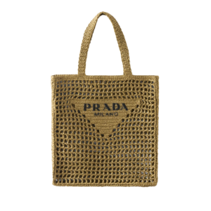 Bolso Tote Prada de Rafia Natural Logo Milano