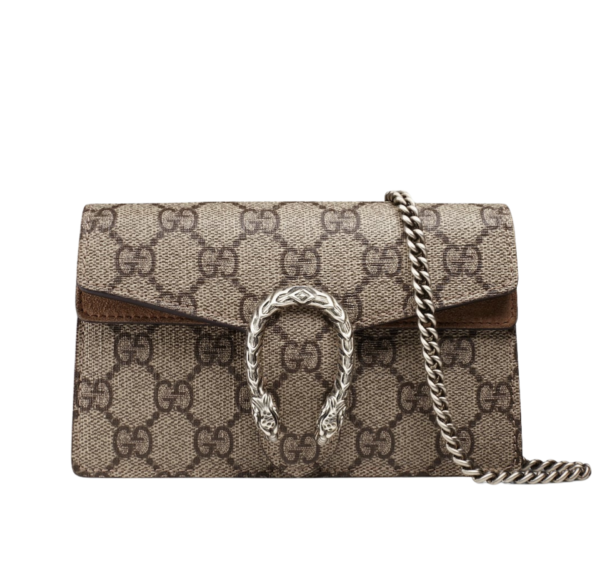 Gucci Dionysus Mini GG Supreme con cadena plateada