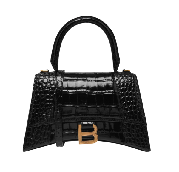Diseño sin título - 2026-01-25T015549.967 Balenciaga Hourglass Negro Efecto Cocodrilo Logo Dorado