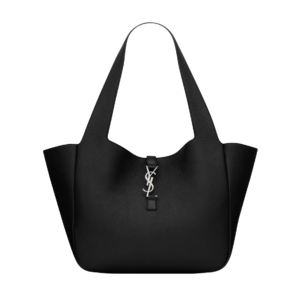 Saint Laurent Tote Piel Negro Logo Dorado
