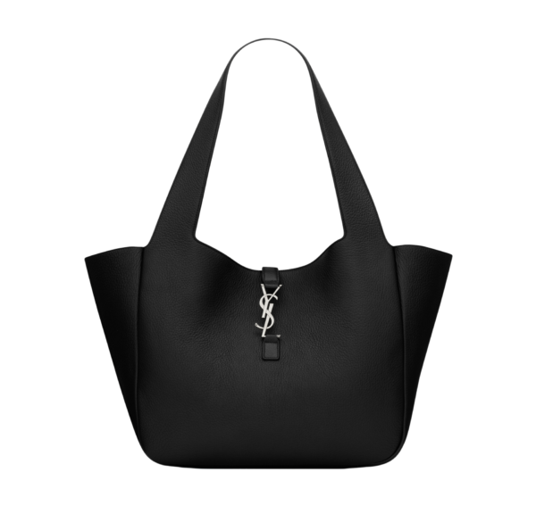 Saint Laurent Tote Piel Negro Logo Dorado