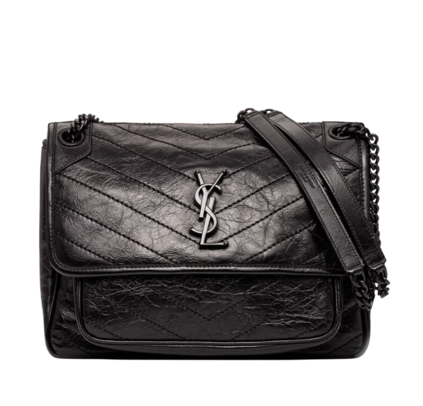 Saint Laurent Niki Negro de Piel Efecto Vintage