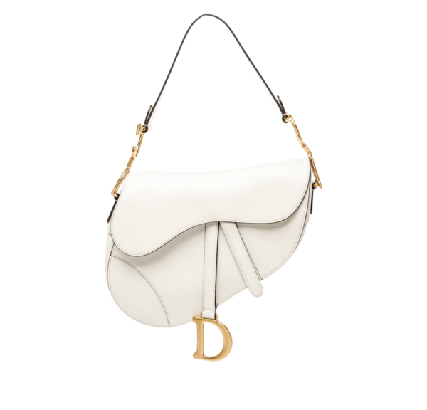 Dior Saddle Blanco de Piel Logo Dorado