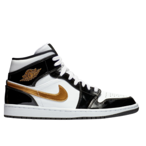 Air Jordan 1 Mid Black White Gold
