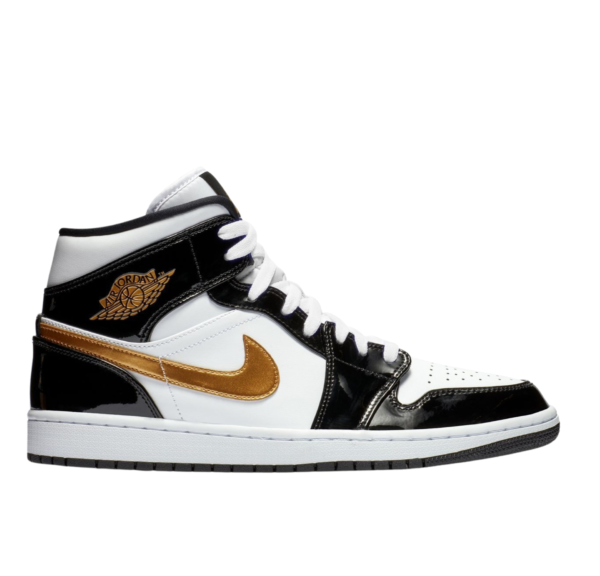 Air Jordan 1 Mid Black White Gold