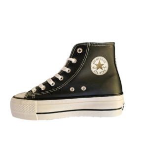 Converse Bota Negra Costura Blanca Polipiel