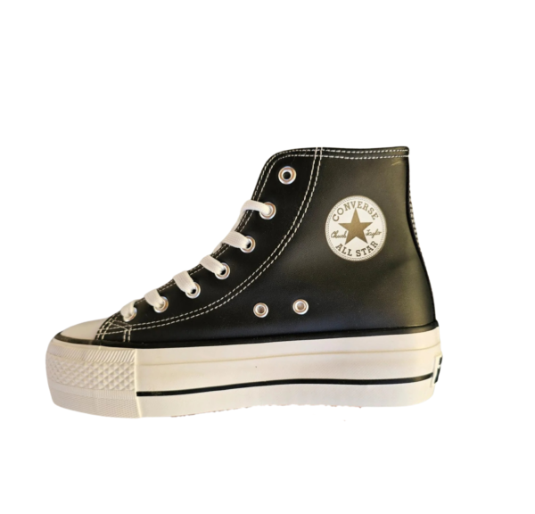 Converse Bota Negra Costura Blanca Polipiel